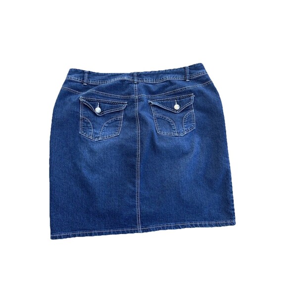 Avenue Plus Size 18W Denim Mini Skirt Dark Wash Stretch Double Button Pockets - Picture 3 of 9